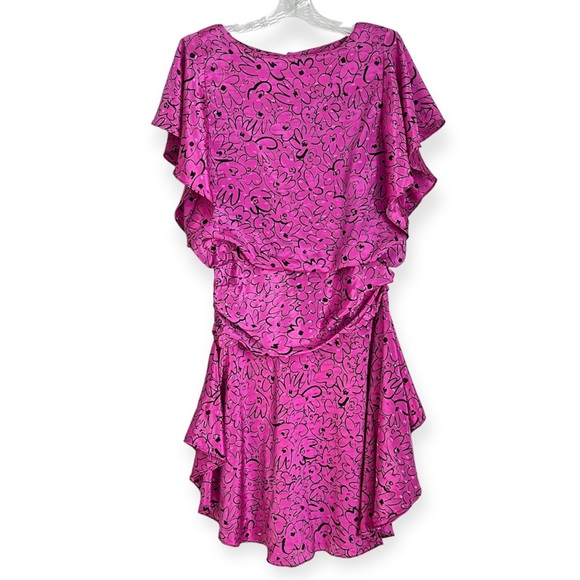 Jody California Dresses & Skirts - Jody California Vintage Satin Floral Dress Wing Sleeves & Wing Skirt (J1)